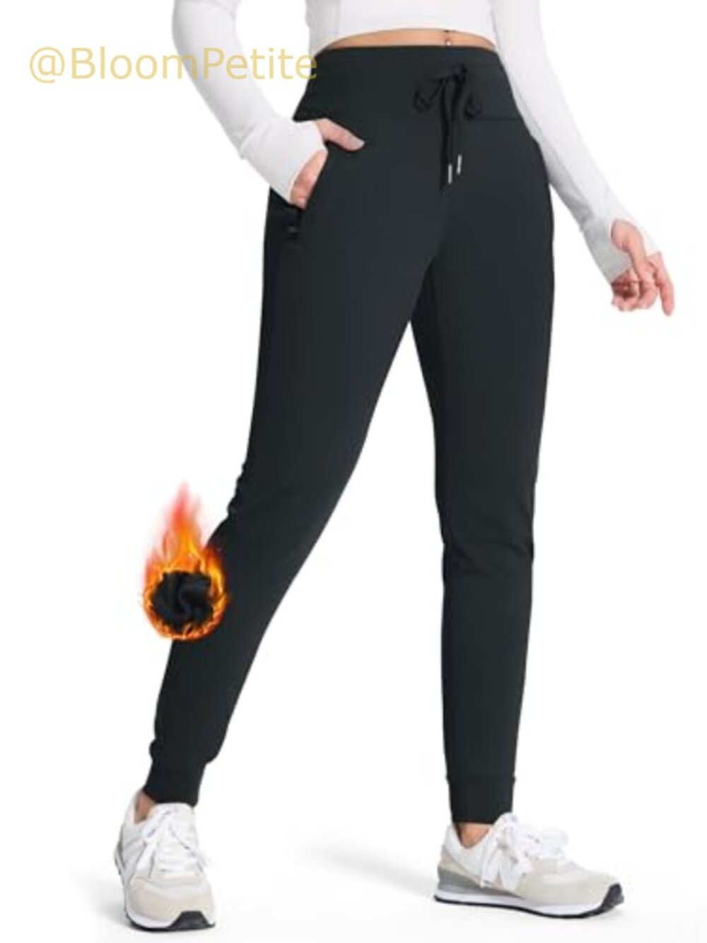 Fleece Lined Joggers Water Resistant Hiking Pants Zipper Pockets Tall